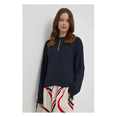 Halenka Tommy Hilfiger dámská, tmavomodrá barva, hladká, WW0WW41835