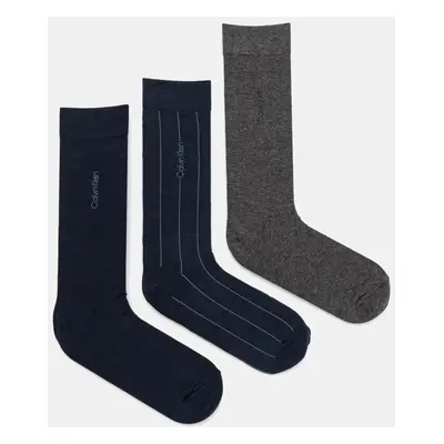 Ponožky Calvin Klein 3-pack pánské, fialová barva, 701230087