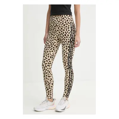 Legíny adidas Originals Leopard dámské, béžová barva, vzorované, IX7419