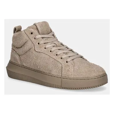 Semišové sneakers boty Calvin Klein Jeans CHUNKY CUPSOLE HIGH SUEDE béžová barva, YM0YM01128