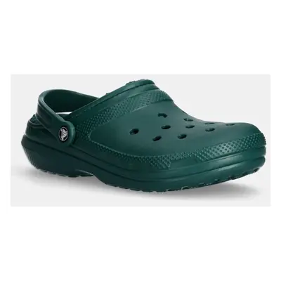 Pantofle Crocs Classic Lined Clog zelená barva, 203591