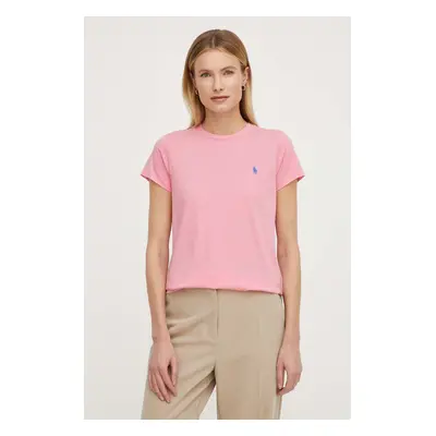 Bavlněné tričko Polo Ralph Lauren růžová barva, 211898698