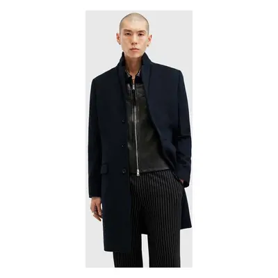 Kabát s příměsí vlny AllSaints HAL COAT tmavomodrá barva, přechodný, M005OZ