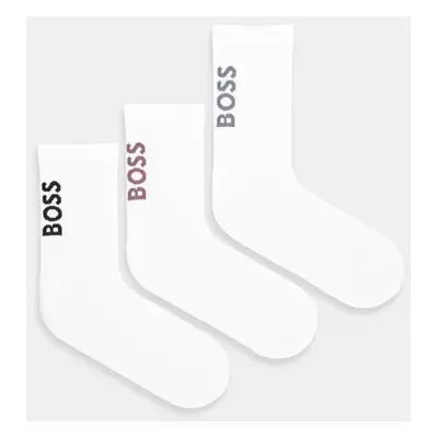 Ponožky BOSS 3-pack pánské, bílá barva, 50531540