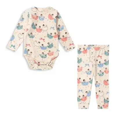 Kojenecká sada Konges Sløjd BASIC BODY/PANTS SET GOTS béžová barva, KS101888