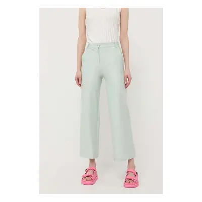 Kalhoty Max Mara Leisure dámské, zelená barva, jednoduché, high waist