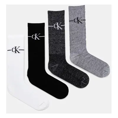 Ponožky Calvin Klein Jeans 4-pack pánské, černá barva, 701229454