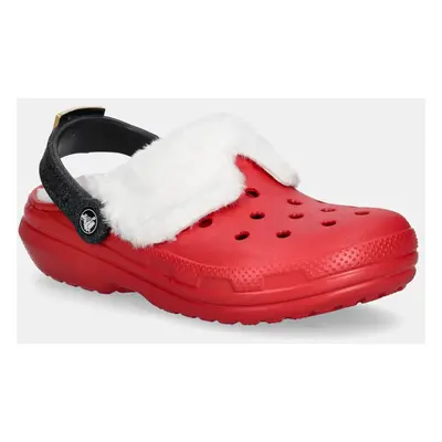 Pantofle Crocs Classic Lined Santa Clog červená barva, 210933