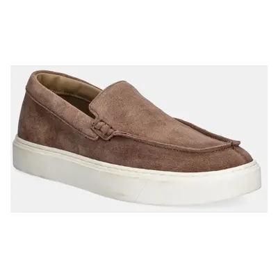 Semišové mokasíny Calvin Klein MOCCASIN SUEDE pánské, hnědá barva, HM0HM01794