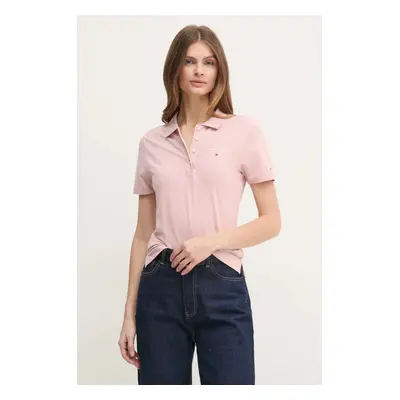 Polo tričko Tommy Hilfiger růžová barva, WW0WW43930