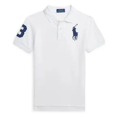 Dětská bavlněná polokošile Polo Ralph Lauren bílá barva, s aplikací, 323708861112