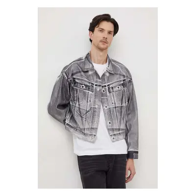 Džínová bunda Calvin Klein Jeans pánská, šedá barva, přechodná, oversize, J30J324971