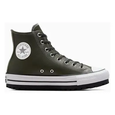 Kožené kecky Converse Chuck Taylor All Star City Trek pánské, zelená barva, A09489C