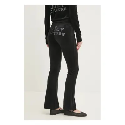 Velurové teplákové kalhoty Juicy Couture LISA REGAL VELOUR STRAIGHT LEG TRACK PANT černá barva, 