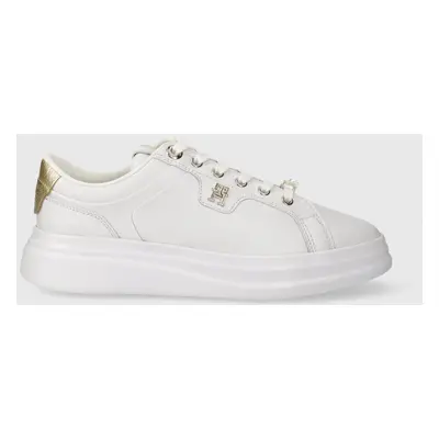 Kožené sneakers boty Tommy Hilfiger POINTY COURT SNEAKER HARDWARE bílá barva, FW0FW07780