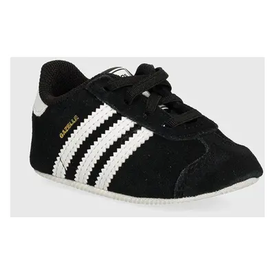 Kojenecké semišové boty adidas Originals GAZELLE CRIB černá barva, JI2046