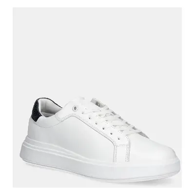 Sneakers boty Calvin Klein LOW TOP LACE UP WOVEN bílá barva, HM0HM01659