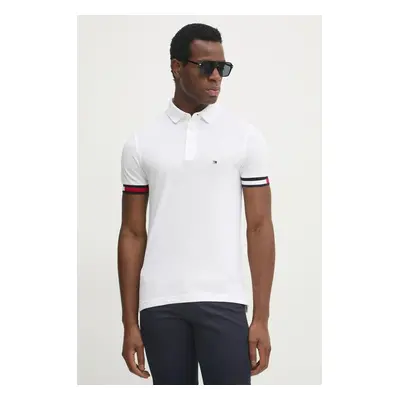 Polo tričko Tommy Hilfiger bílá barva, s aplikací, MW0MW37518