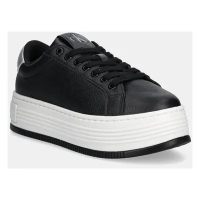 Kožené sneakers boty Calvin Klein Jeans BOLD FLATF LOW MIX OHB černá barva, YW0YW01632