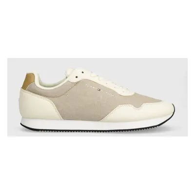 Sneakers boty Tommy Hilfiger LO RUNNER MIX CHAMBRAY béžová barva, FM0FM05070