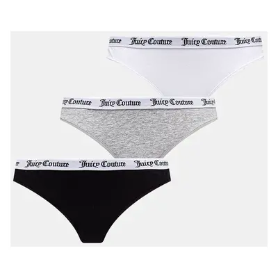 Tanga Juicy Couture DANA THONG 3PK 3-pack šedá barva, JCLTH224571