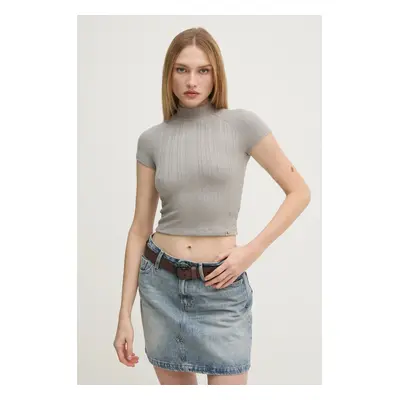 Tričko Calvin Klein Jeans šedá barva, s pologolfem, J20J225017