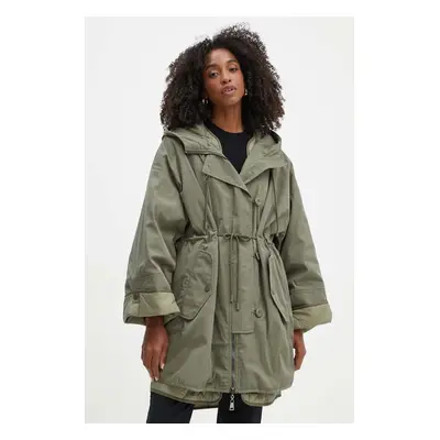 Oboustranná parka Weekend Max Mara zelená barva, přechodná, oversize, 2425026051600