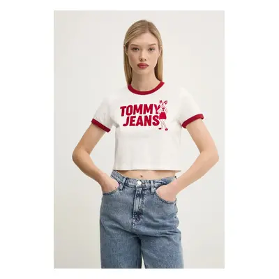 Bavlněné tričko Tommy Jeans bílá barva, DW0DW20561