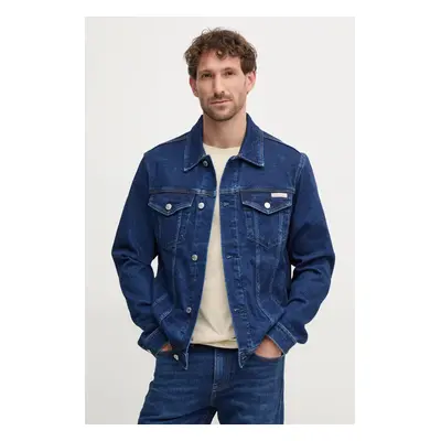 Džínová bunda Calvin Klein Jeans pánská, tmavomodrá barva, přechodná, J30J326553