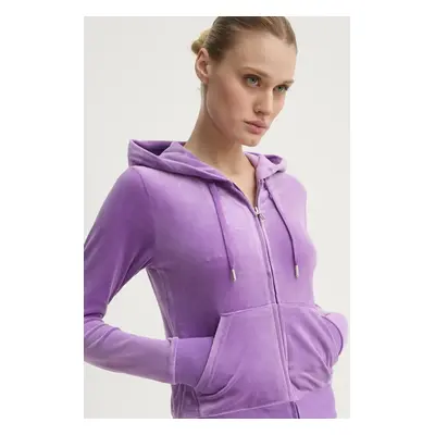 Mikina Juicy Couture ROBERTSON CLASS dámská, fialová barva, s kapucí, hladká, JCAP176