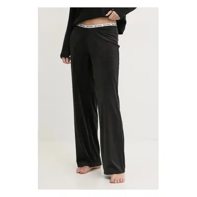 Pyžamové kalhoty Juicy Couture VICKY RIB FLARE PANT dámské, černá barva, JCLAS125504