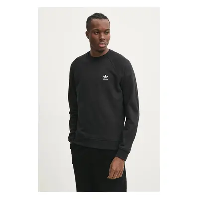 Bavlněná mikina adidas Originals Essential pánská, černá barva, hladká, JD2412