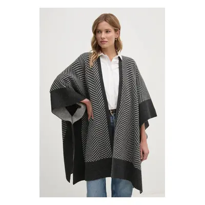 Pončo Barbour Roslin Knitted Cape šedá barva, LKN1586