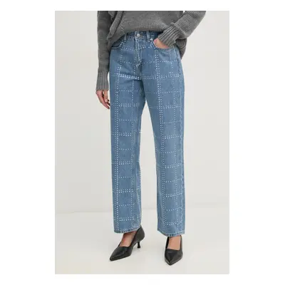 Džíny Pepe Jeans STRAIGHT JEANS HW GLITTER dámské, high waist, PL204832