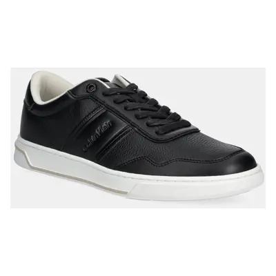 Sneakers boty Calvin Klein LOW TOP LACE UP LOGO černá barva, HM0HM01653