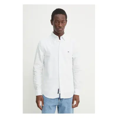 Bavlněná košile Tommy Jeans modrá barva, slim, s límečkem button-down, DM0DM20668