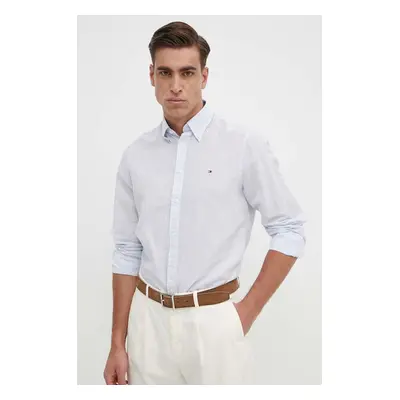 Košile s příměsí lnu Tommy Hilfiger regular, s límečkem button-down, MW0MW34632