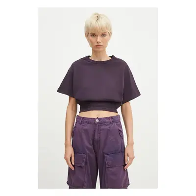 Bavlněné tričko Alpha Industries Waisted fialová barva, 148070