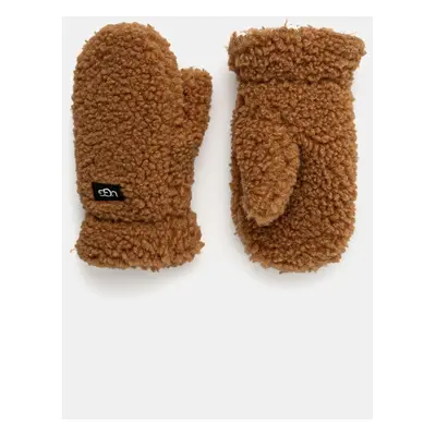 Dětské rukavice UGG FLUFF MITTEN hnědá barva, 101501