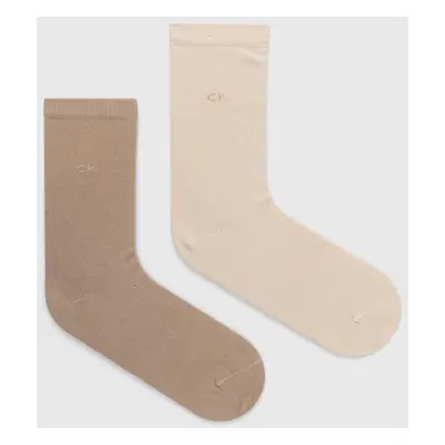 Ponožky Calvin Klein 2-pack dámské, béžová barva, 701218769