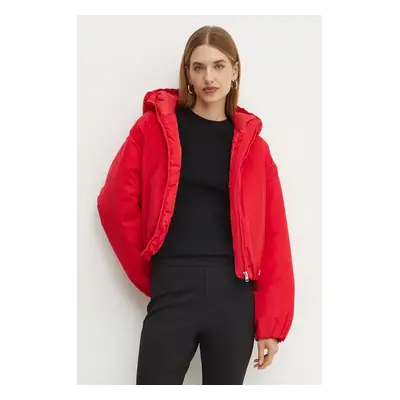 Bunda Twinset dámská, červená barva, zimní, oversize, 242AP2410