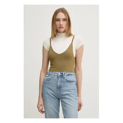 Top Calvin Klein Jeans zelená barva, J20J224805