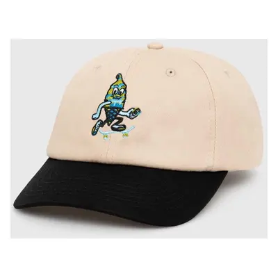 Bavlněná baseballová čepice ICECREAM Team EU Skate Cone Dad Cap béžová barva, IC24141