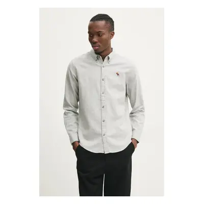 Bavlněná košile Abercrombie & Fitch šedá barva, regular, s límečkem button-down, KI125-4326