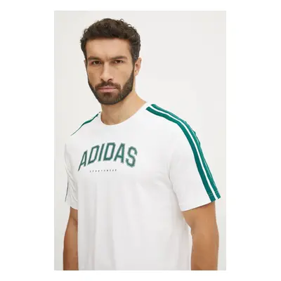 Bavlněné tričko adidas M C COLLE Collegiate béžová barva, JJ3868