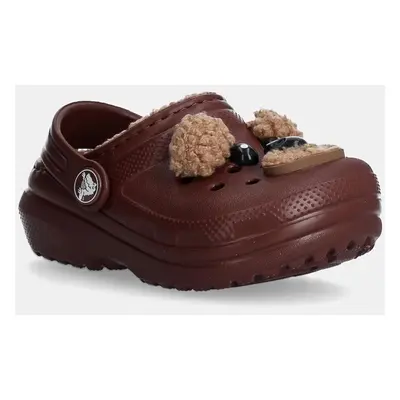 Dětské pantofle Crocs CLASSIC LINED IAM BROWN BEAR CLOG hnědá barva, 210019