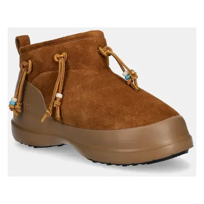 Semišové sněhule Moon Boot MB LUNA LOW SUEDE BEADS hnědá barva, 80D2480100 M008