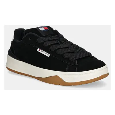 Semišové sneakers boty Tommy Jeans TJM SKATER SNEAKER černá barva, EM0EM01503