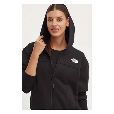 Mikina The North Face W Essential Fz Hoodie dámská, černá barva, s kapucí, s potiskem, NF0A853VJ