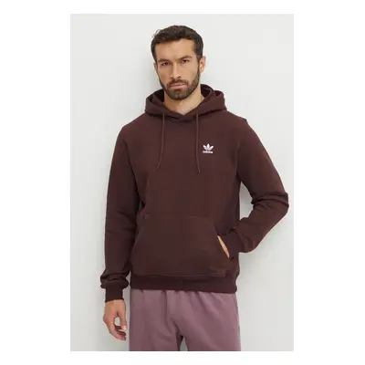 Mikina adidas Originals pánská, hnědá barva, s kapucí, hladká, IY4922